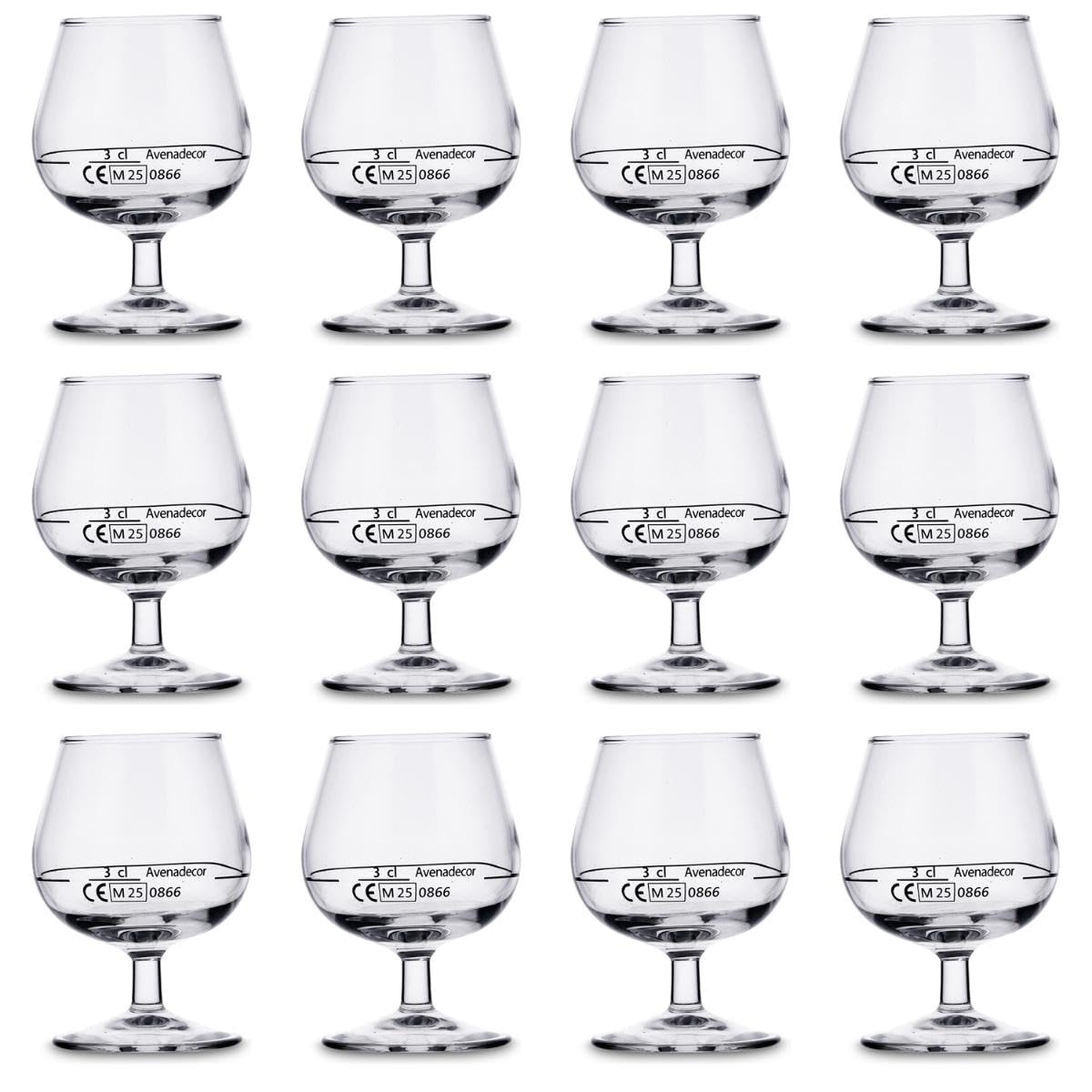 Arcoroc Set 12 Copas coñac de Vidrio 15cl, Marca de 3cl