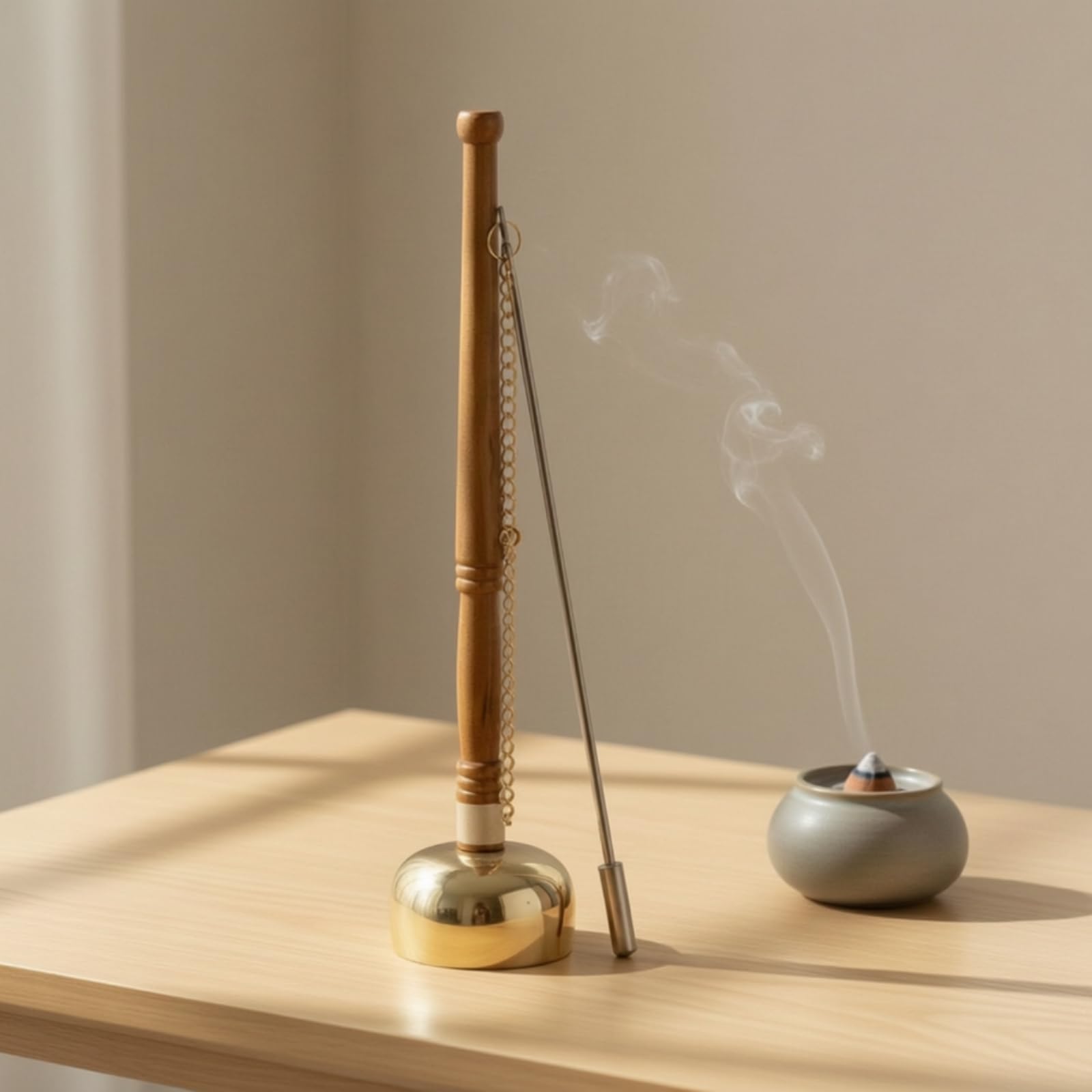Campana con Manico in Legno Pulito