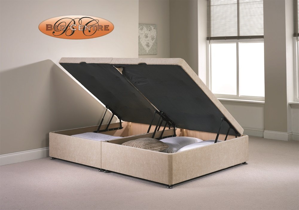 Bed Centre Mink Divan Ottoman Side Lift Storage Bed Single 4'6 Double 5Ft King Size Chenille (5Ft Kingsize, )