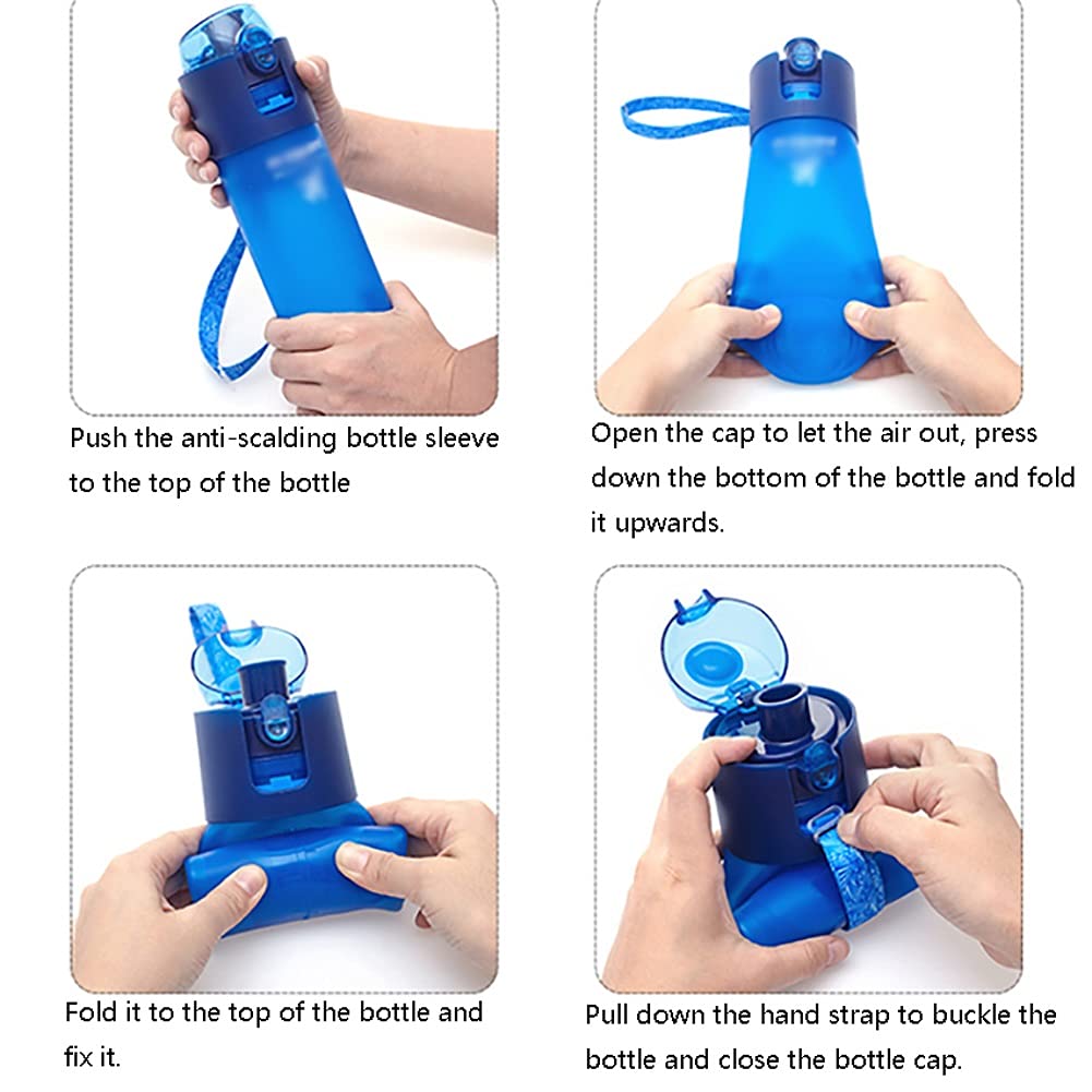 Bouteille de sport Bouteille de sport Bouteilles en silicone pliables Bouteille d'eau pliable Légère pour voyage Randonnée Sports Camping Bouteilles d'eau (Couleur : Vert) (Bleu)