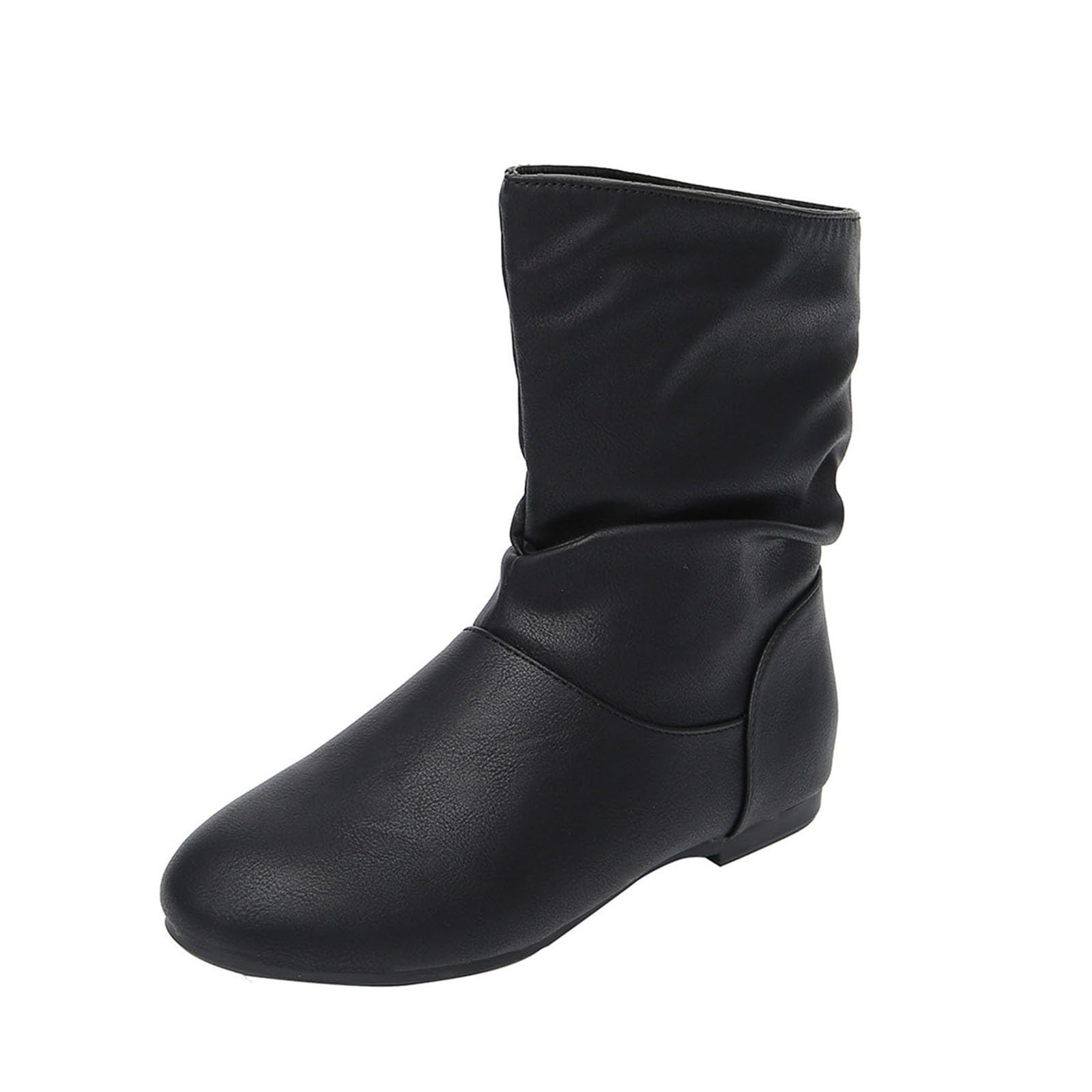 2026 Botas casuales de tacón bajo para mujer, cómodas, informales, clásicas, para actividades al aire libre, invierno, equitación, puntera redonda, sin cordones, caña media, moda