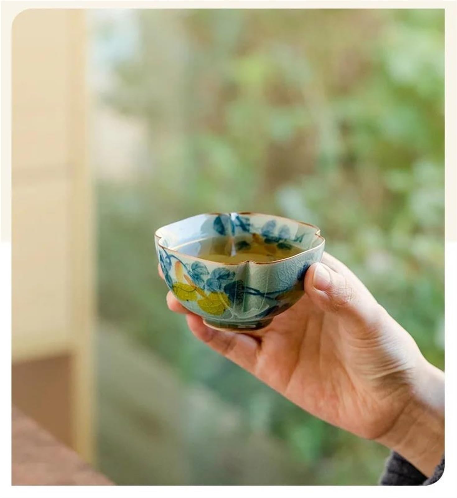 Teeservice Puer Einzelschale Kung Fu Teeservice Geschenke Eisglasur Keramik Teetasse Reine handbemalte Lotus Teeschale Kürbis Teetasse Reiseteeservice Teekanne (A)