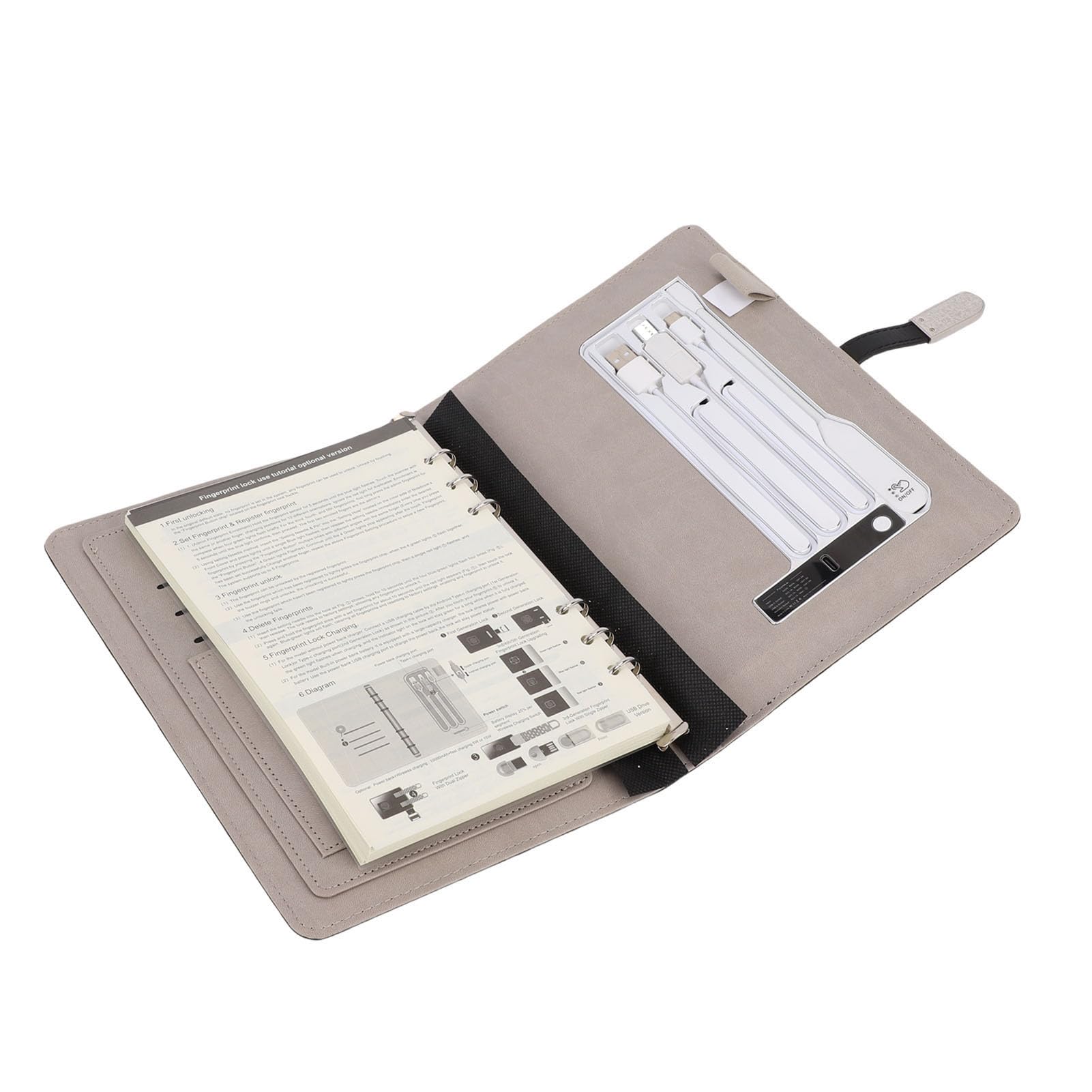 Aramox Carnet de Chargement personnalisé, Journal Rechargeable en Cuir PU avec Lumière et Banque d'alimentation pour les Voyages et les études
