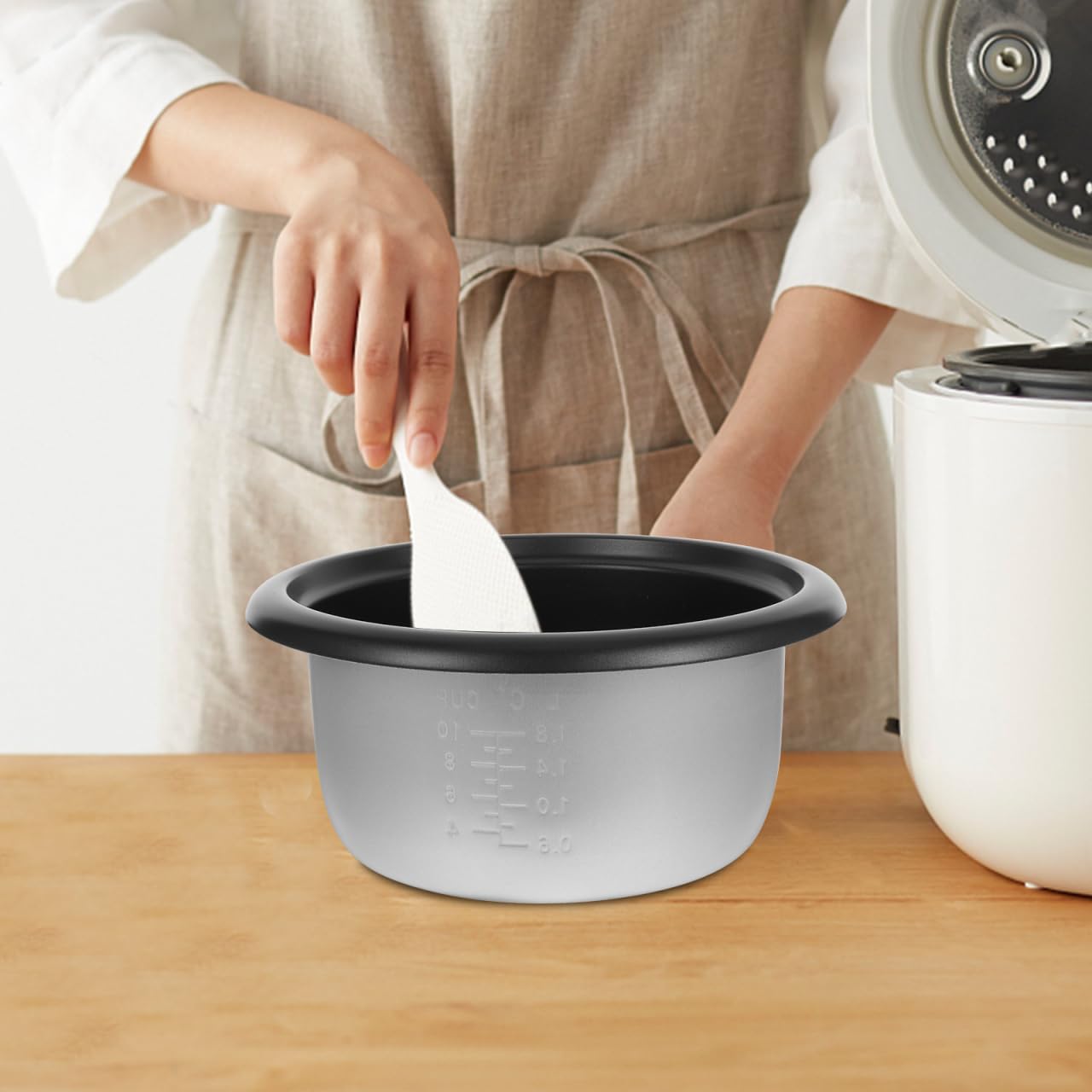 Amosfun Pot IntéRieur Cuiseur À Riz AntiadhéSif En Alliage D'Aluminium 10.55 Pouces De DiamèTre Remplacement Polyvalent Pour Cuiseur De Riz Maison HôTel Dortoir