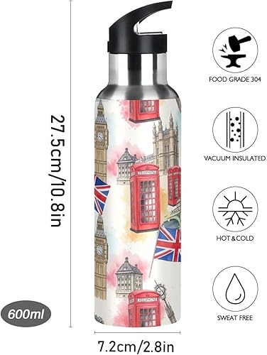 Miniatura 9 de Botella de agua de acero inoxidable aislada al vacío de 32 onzas, botella de agua deportiva sin BPA para gimnasio, viajes al aire libre, escuela,