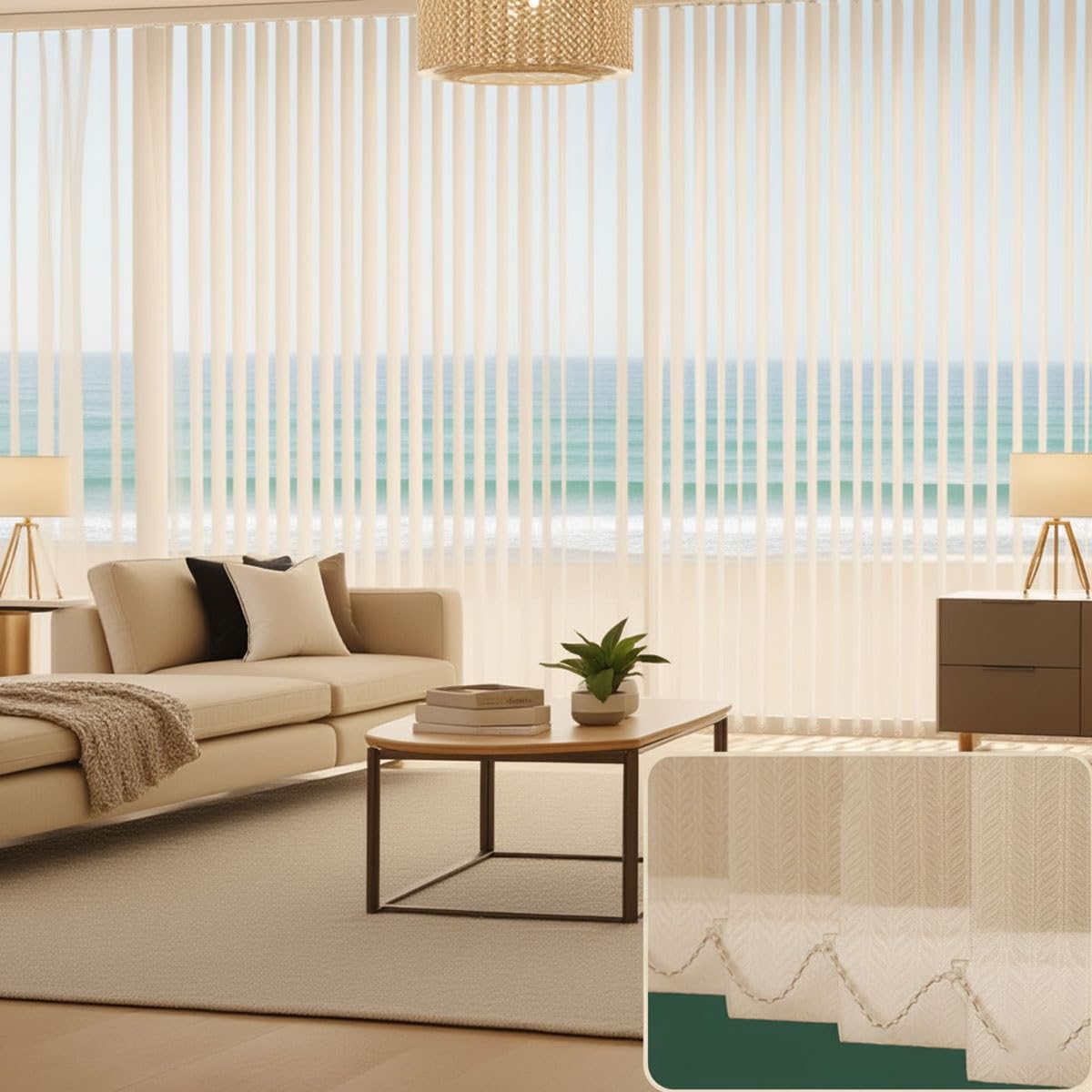 Lamellenvorhang Vertikaljalousie Nach Maß, Komplettset Verdunkelungsjalousie, Deckenmontage Jalousie Lamellen Rollo für Zuhause Büro, Inklusive Zubehör, Beige(W80x180cm)