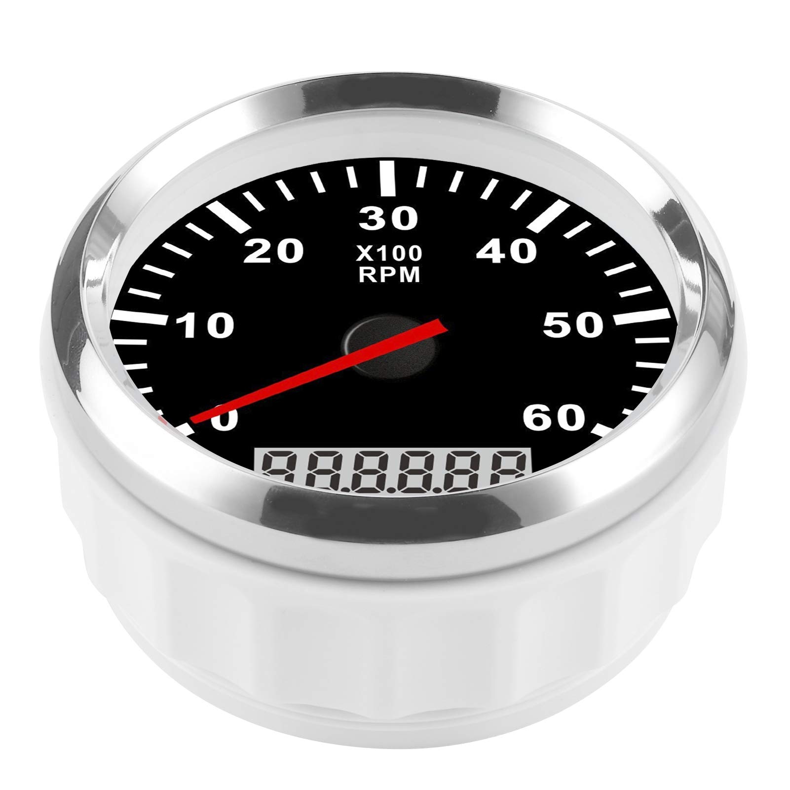 aqxreight Tacómetro 6000 RPM Luz de Fondo Roja Pantalla LCD 85mm (Fondo