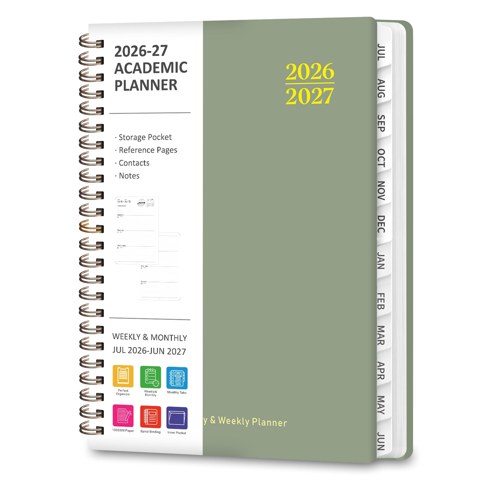 Planner 2026-2027, Weekly and Monthly Calendar Planner, JUL 2026 - JUN 2027