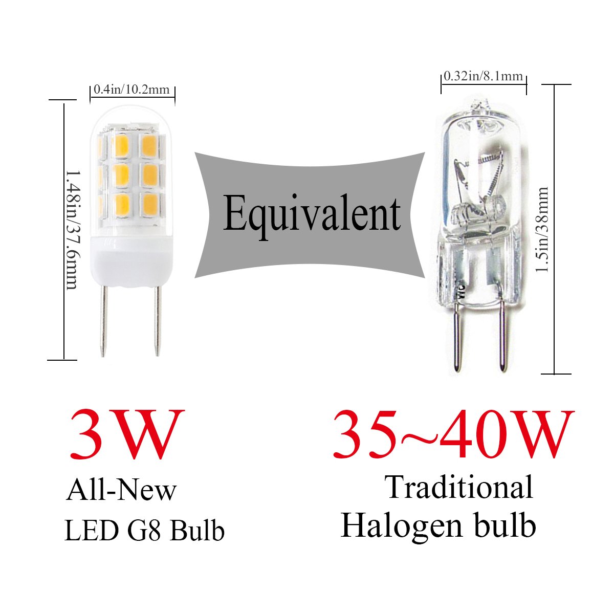 G8 Led Light Bulb Dimmable 120V 3W Led 20W 35W Halogen Replacement Bulb