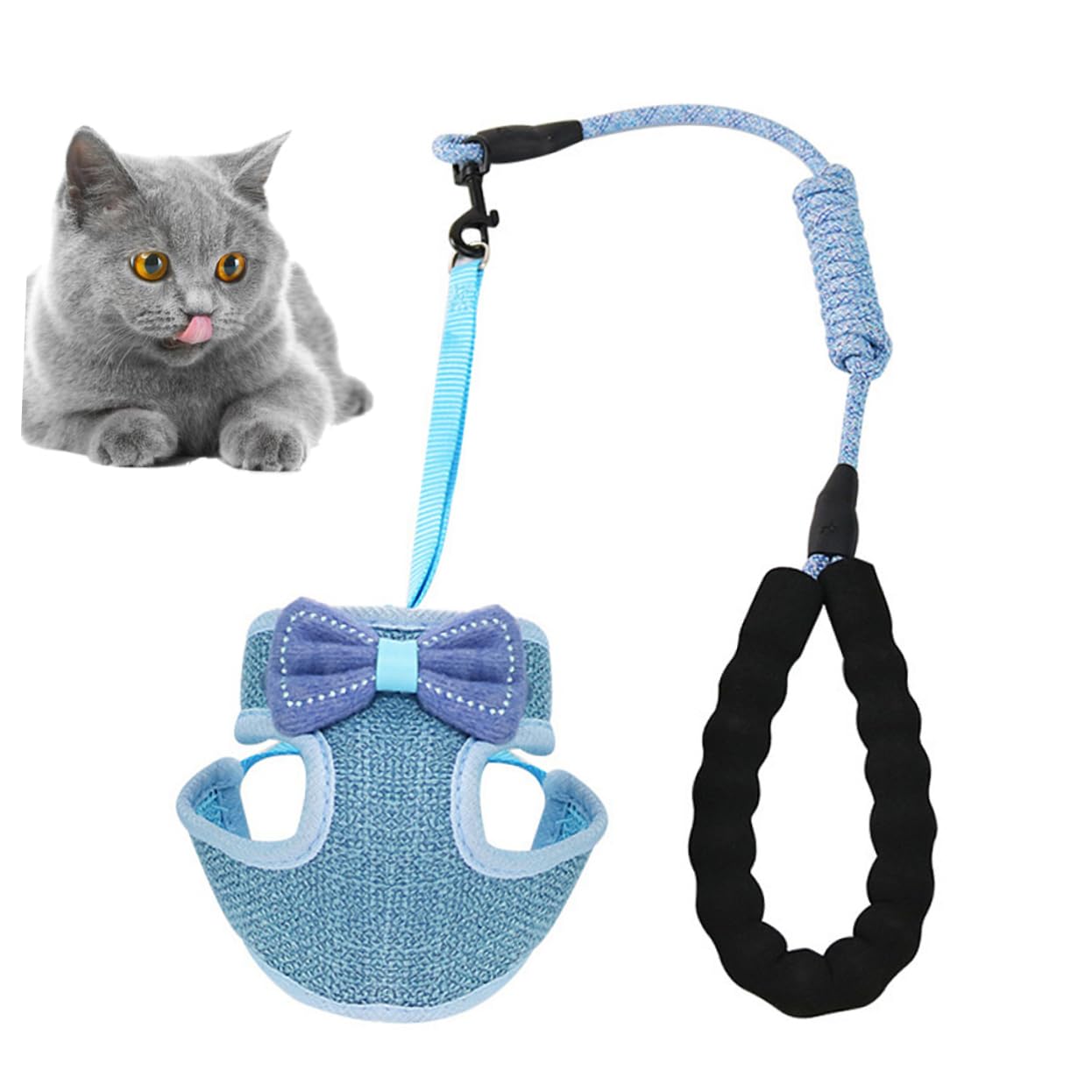 Beavorty 3 Pezzi Regolabile Gatto Bowknot Gilet Petto Cinghia Comoda Per Gatti Da 2 5-10 Kg Facile Da