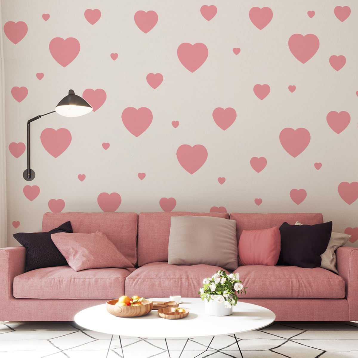 Valentine's Day Wall Decals Red Heart and Footprint Stickers Valentines Day Party Favor for Window Wall Floor Wedding Anniversary Decoration