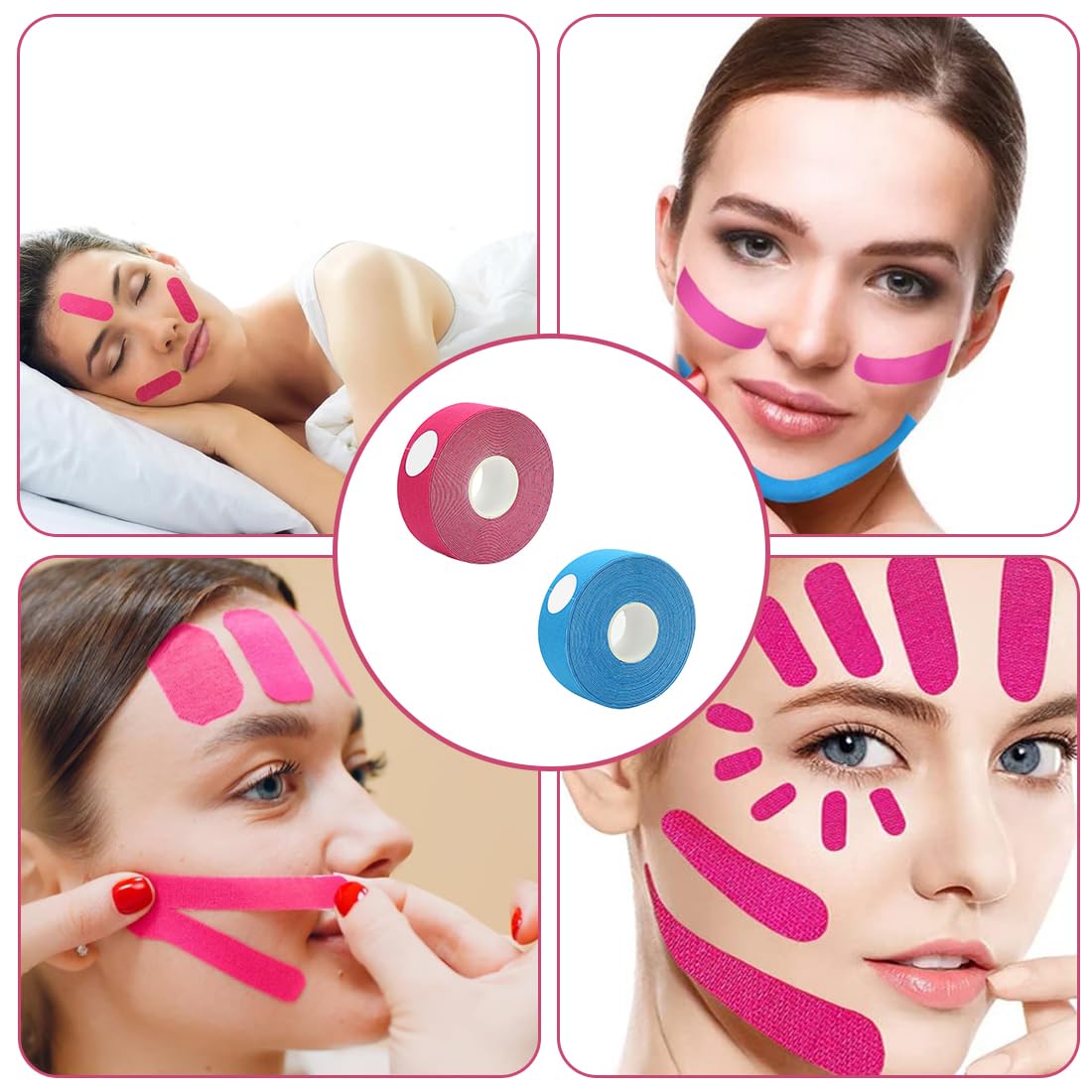 Face Lifting Tape 2 rotoli per il viso per la pelle più tonica, per il viso contro le rughe per il contorno del viso, invisibile, anti-rughe, per fronte, occhi e bocca