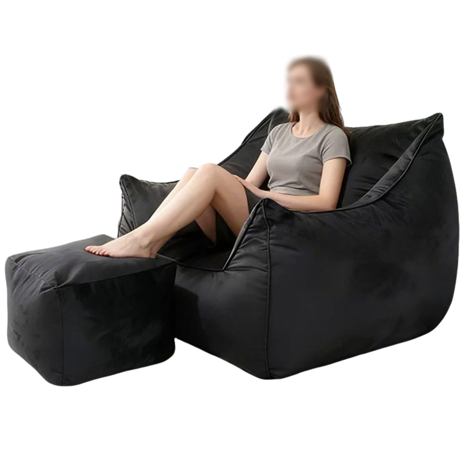 Divano casual compresso, divano olandese in velluto disossato delicato sulla pelle con poggiapiedi, comoda seduta per soggiorno, design versatile ed elegante
