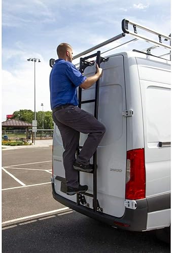 Miniatura 5 de AAL - Escalera de acceso para puerta trasera de furgoneta, color negro (sin perforación) (compatible con Mercedes Sprinter 2007 y más recientes con