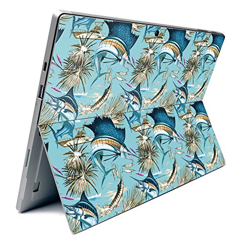 Image of MightySkins Carbon Fiber Skin for Microsoft Surface Pro 7 - Island Fish | Textured Carbon Fiber Finish | Easy to Apply, Remove, and Change Styles | Made in The USA