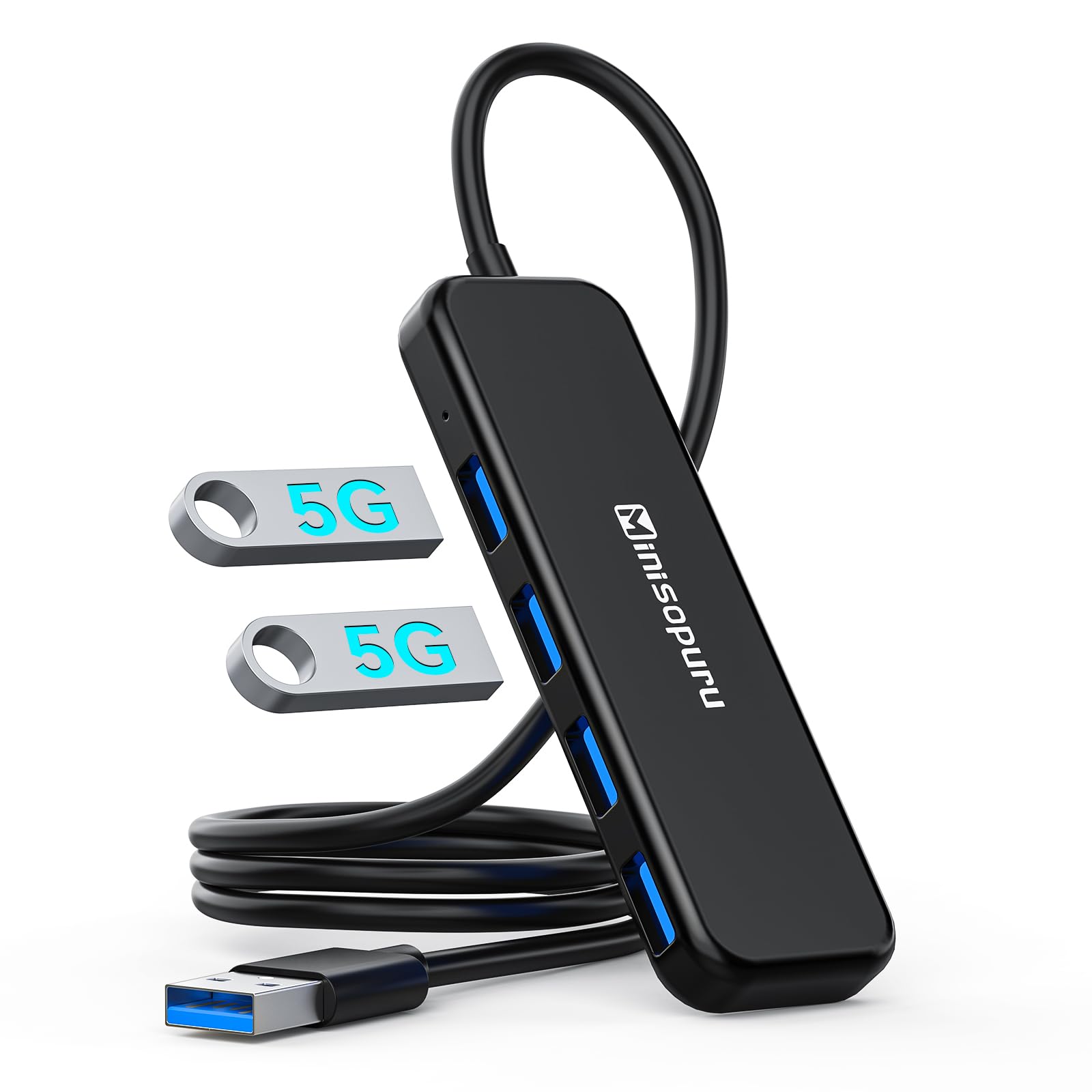 Minisopuru 4 Port USB Hub USB Hub for Laptop with 1 8ft Extended Cable Charging Not Supported USB