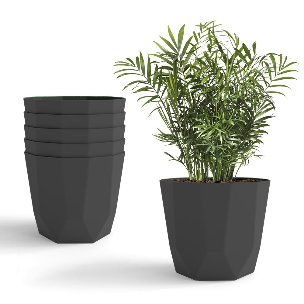 YUCCABE Hexa Planter Pots - Grey, 12 Inch (6 Pack) -1 YUCCABE Hexa Planter Pots - Grey, 12 Inch (6 Pack) -1