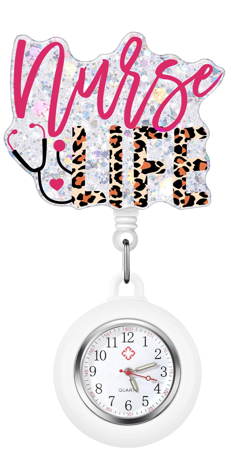 Plifal Nurse Pocket Watch Nursing Badge Fob with Second Hand - Retractable Clip On Clock with Secondhand for Medical Staff Women Men