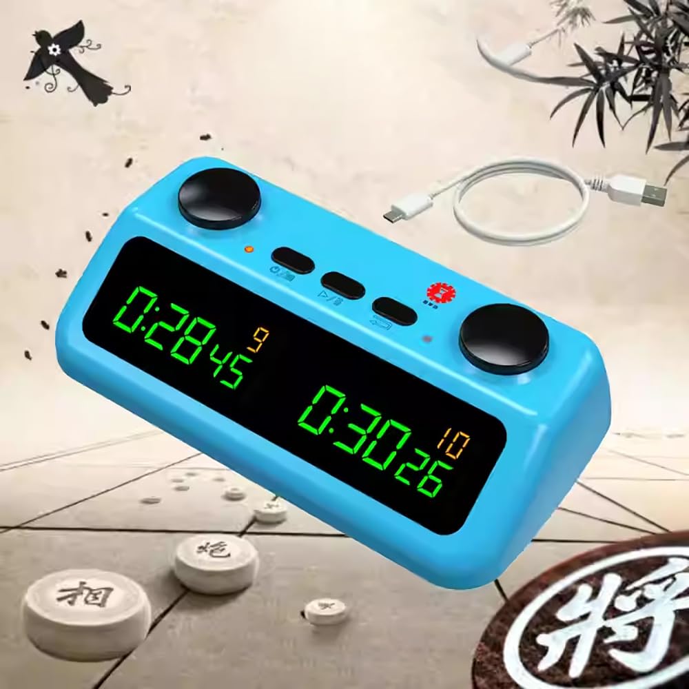 Orologio per Scacchi con Display Ad Alta Definizione e Ampio Schermo a LED con Batteria Al Litio Ricaricabile Incorporata, Timer per Scacchi e Go