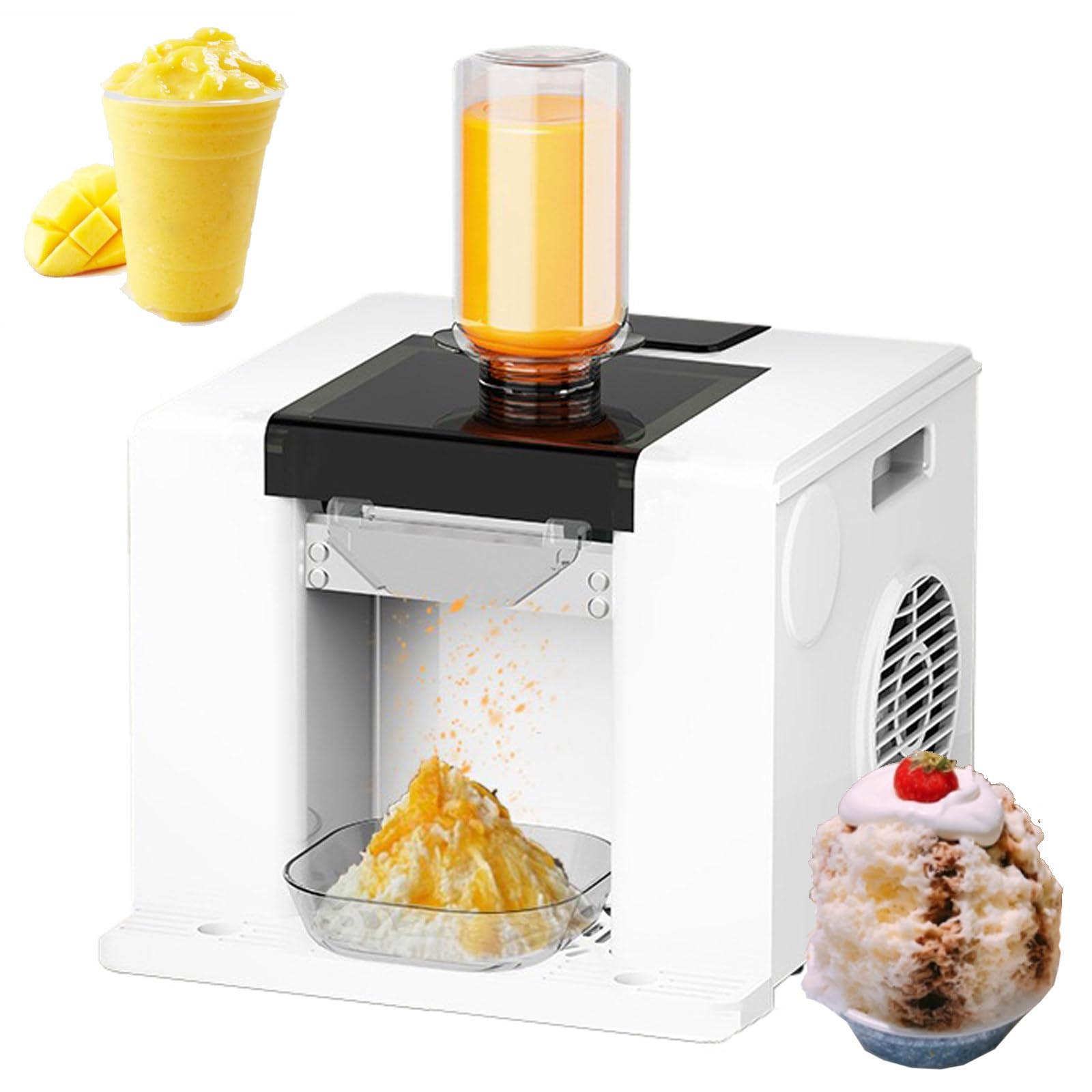 60kg/24h Ice Crusher Maschine für Zuhause, Elektrischer Eisrasierer Crushed Ice Maker Rasierte Eismaschine mit automatischer Reinigungsfunktion für Party, Bars, Weiß