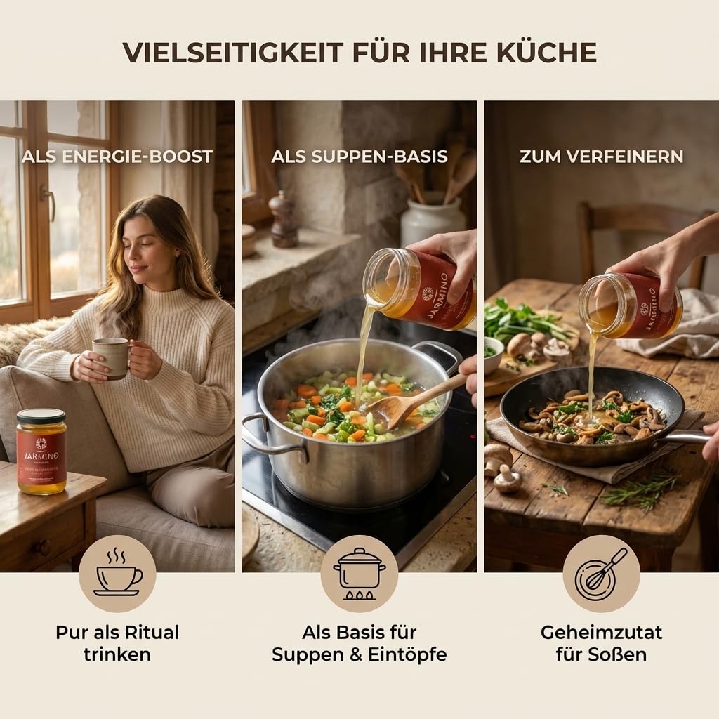 JARMINO Knochenbrühe BIO Weiderind 6x 350ml reich an Kollagen Protein Aminosäuren