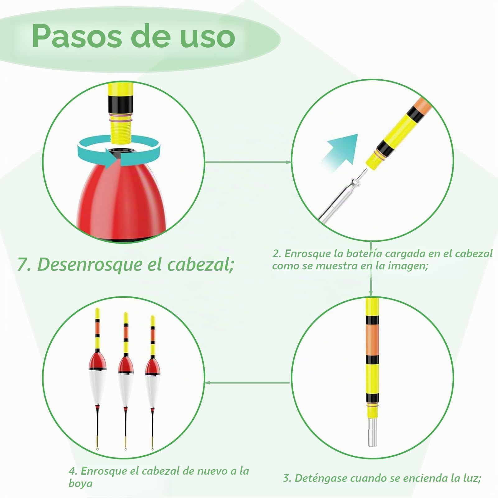 DONGZQAN 3 piezas de flotadores LED para pesca con indicador de picada, flotadores LED luminosos, set de accesorios de pesca con indicador de picada, flotadores para pesca, set de flotadores con