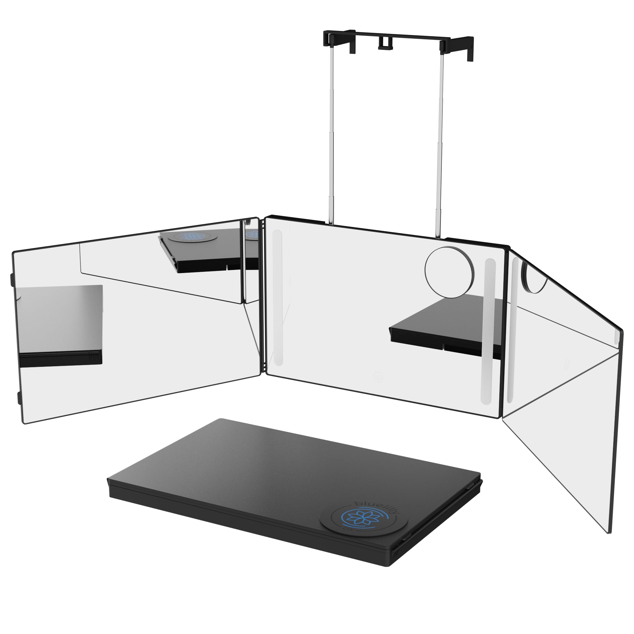 3-Way Mirror with LED Lights for Self Hair Cutting – Adjustable, Portable, 360-Degree View