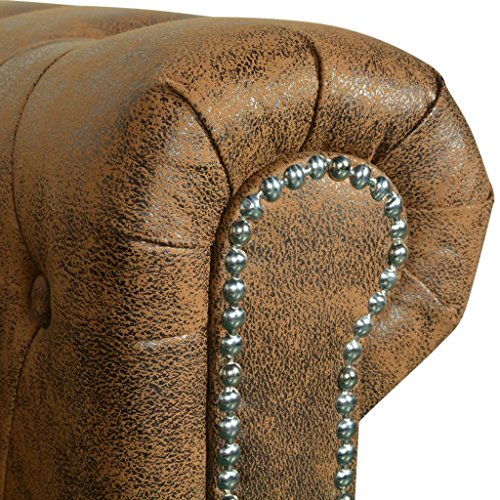 vidaXL Chesterfield Sofa 3 Sitzer Vintage Lounge Ledersofa Couch Sofagarnitur – Bild 6