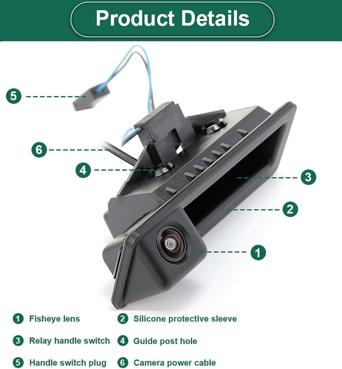 GreenYi AHD 1080P Vehicle Backup Camera for BMW E82 E88 E84 E90 E91 E92 E93 E70 E60 E61 E39 3 5 X5 X6, Car Rear View 170 Fisheye Lens IP68 Waterproof Trunk Handle Camera