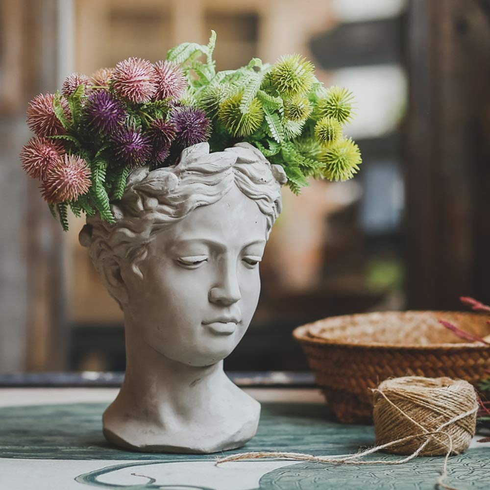Amazon.com: PacuM Goddess Portrait Cement Flower Art Vintage Home