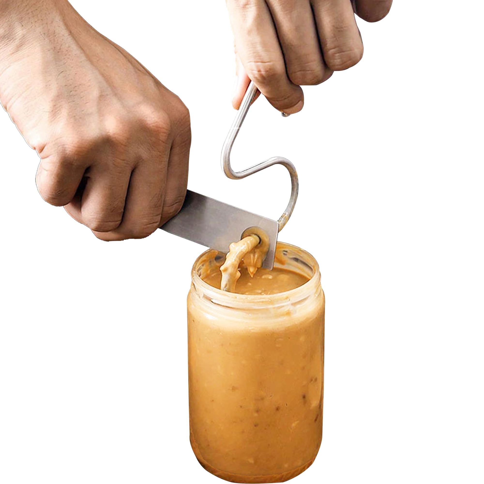 Bigwaves Peanut Butter Stirrer Tool, Fits 12-30 oz Jars, Stainless Steel Natural, Mixer for Various Organic Peanut Butter, Almond, Cashew, Sunflower or Jam (medium-sized)