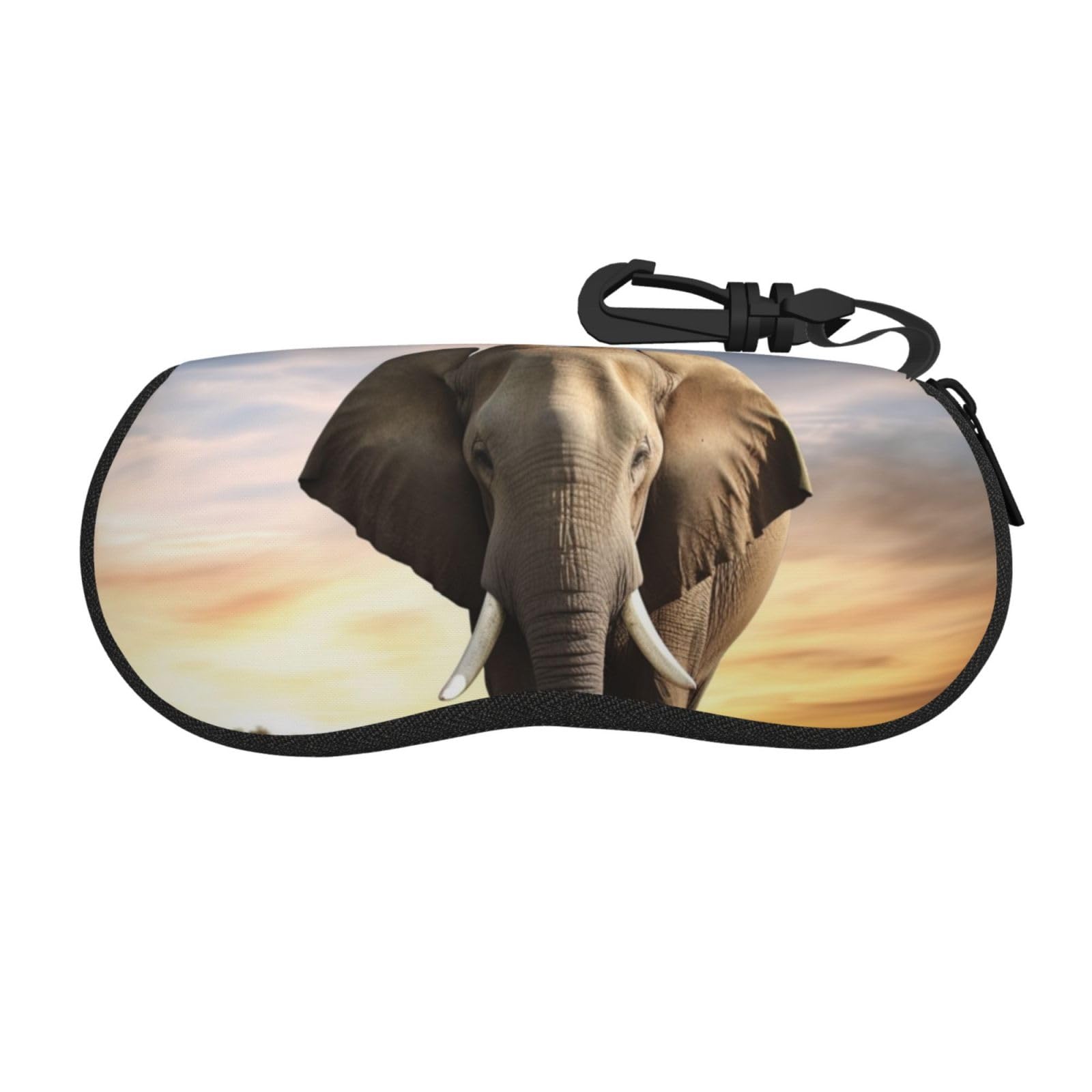 QGGHNISD Elephant Walking Soft Shell Glasses Case, Anti-Scratch And Dustproof Sunglasses Glasses Case With Zip Closure