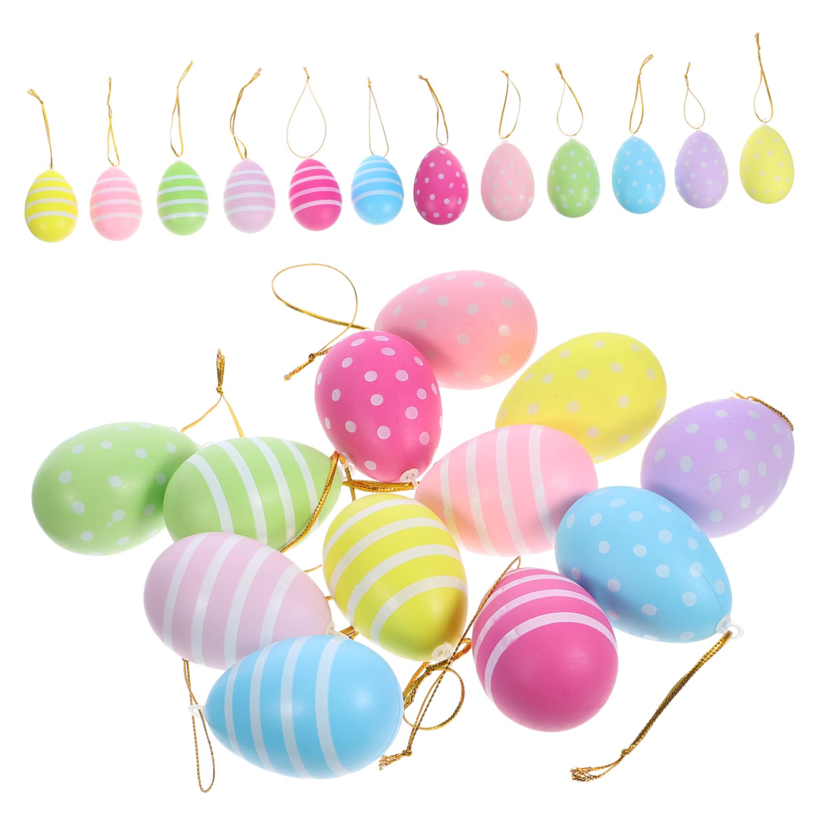 Gatuida 72stücke Teiliges Bunter Kunststoff-Ostereier Mit Aufhängeschnur Dekorative Eier Für Ostern Bastelprojekte Und Festliche Raumgestaltung Für Partys Und Osterbaum-Dekoration