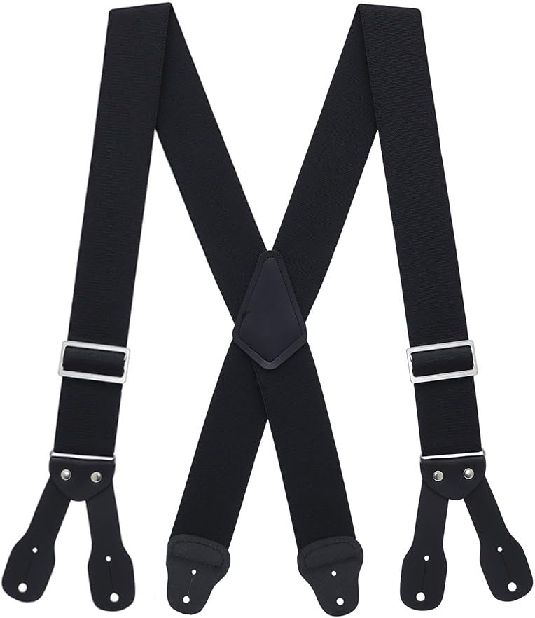 Suspender StoreMens Logger Suspenders - BUTTON (3 sizes, 4 colors) - Black -