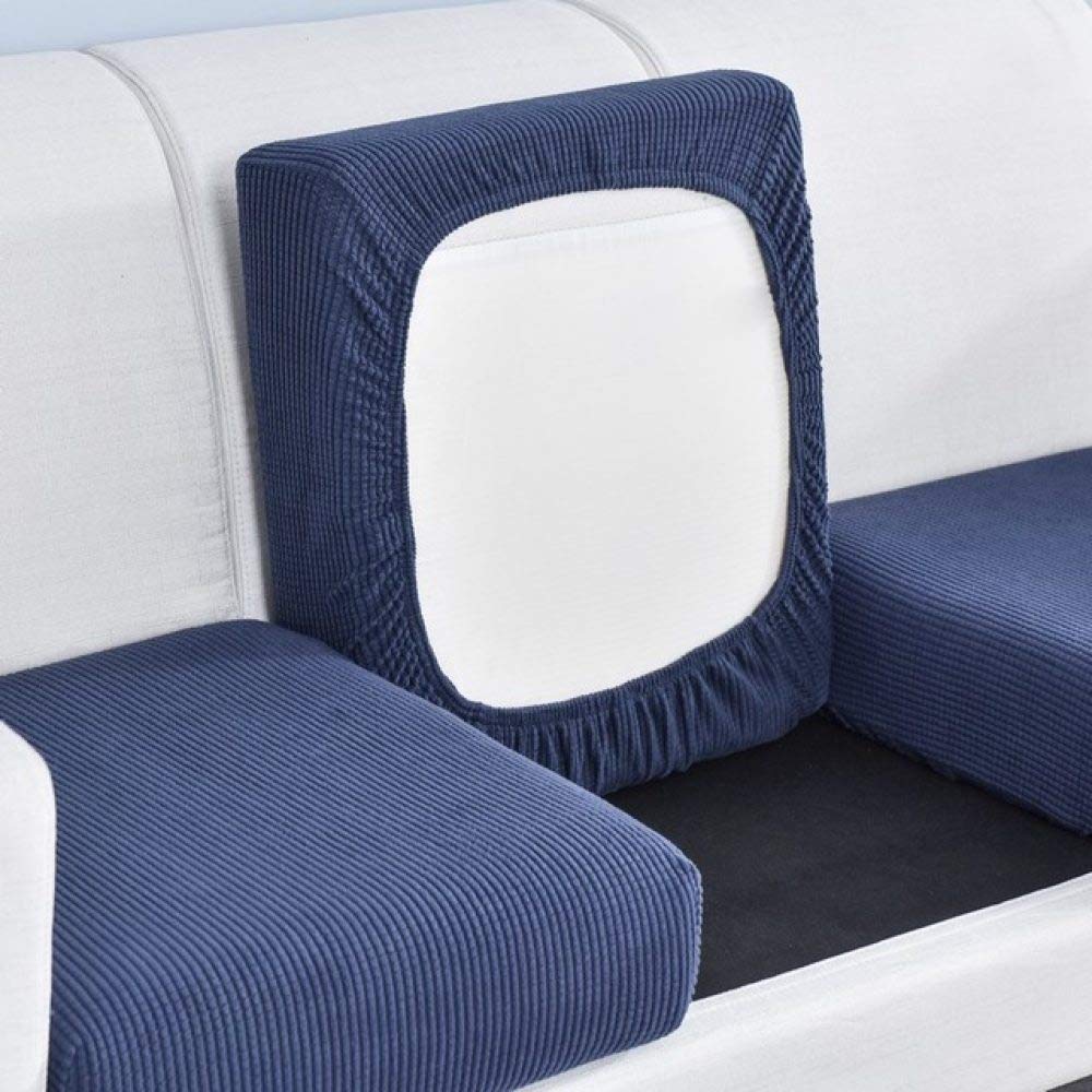 Housse de canapé jacquard épais extensible bleu marine pour protection haut de gamme