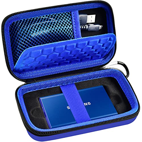 Funda compatible con Samsung T7/T7 Touch SSD portátil de 1 TB 2 TB 500 GB USB 3.2 unidad externa de estado sólido, organizador de almacenamiento de transporte de viaje, compatible con cables USB y más accesorios