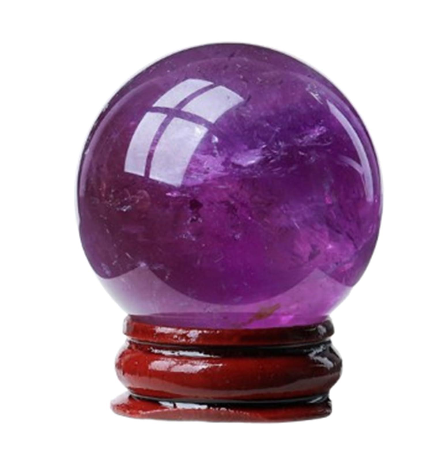 DPURPIWADY Crystal Sphere Ball Amethyst Quartz Gemstone Transfer for Divination Home Office Landscape Decoration with Wooden Base,50mm/1.96in