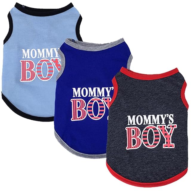 Foto 4 de 6 de Elledia Pet Mommy's Boy Vest Cat Cool Shirt Doggie - Ropa de algodón para perros pequeños, gatos y animales