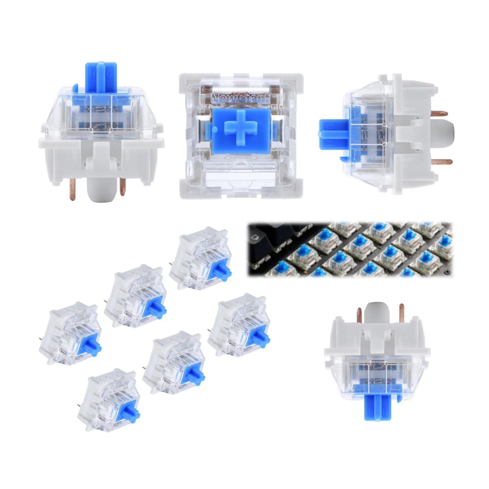 GOWENIC 10 PCs Mechanical Keyboard Blue Switches Gaming Keyboard Plate Mounted Blue Switch for Gateron RGB Series