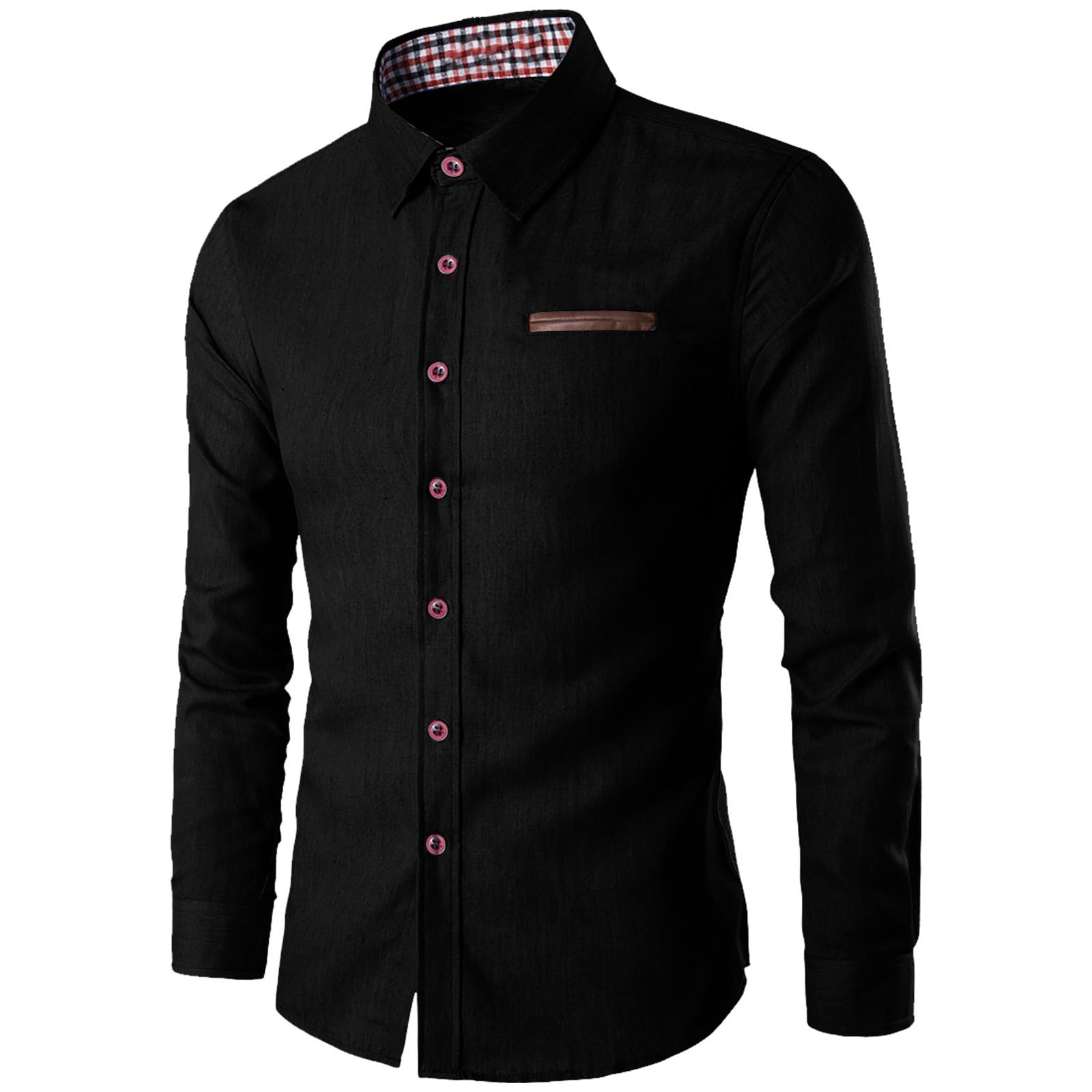 Dress Shirts for Mens Casual Lapel Neck Long Sleeve Button Down Blouse Fashion Slim Fit Business Fall Tops