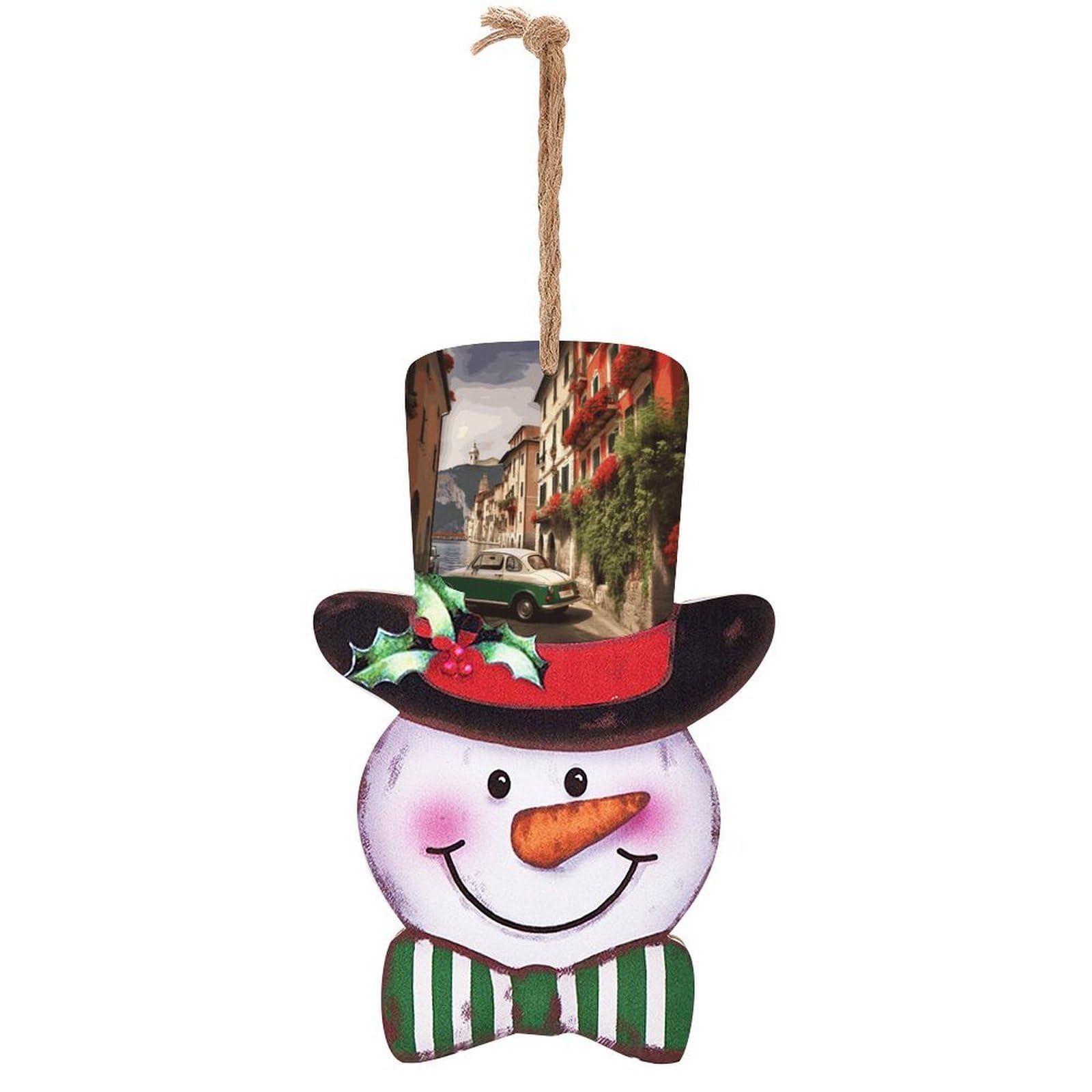 Beautiful Italy Snowman Decor Christmas Snowmans Hanging Decors Wooden Exquisite Holiday Decoration Sign for Home Window Wall Farmhouse Indoor Outdoo