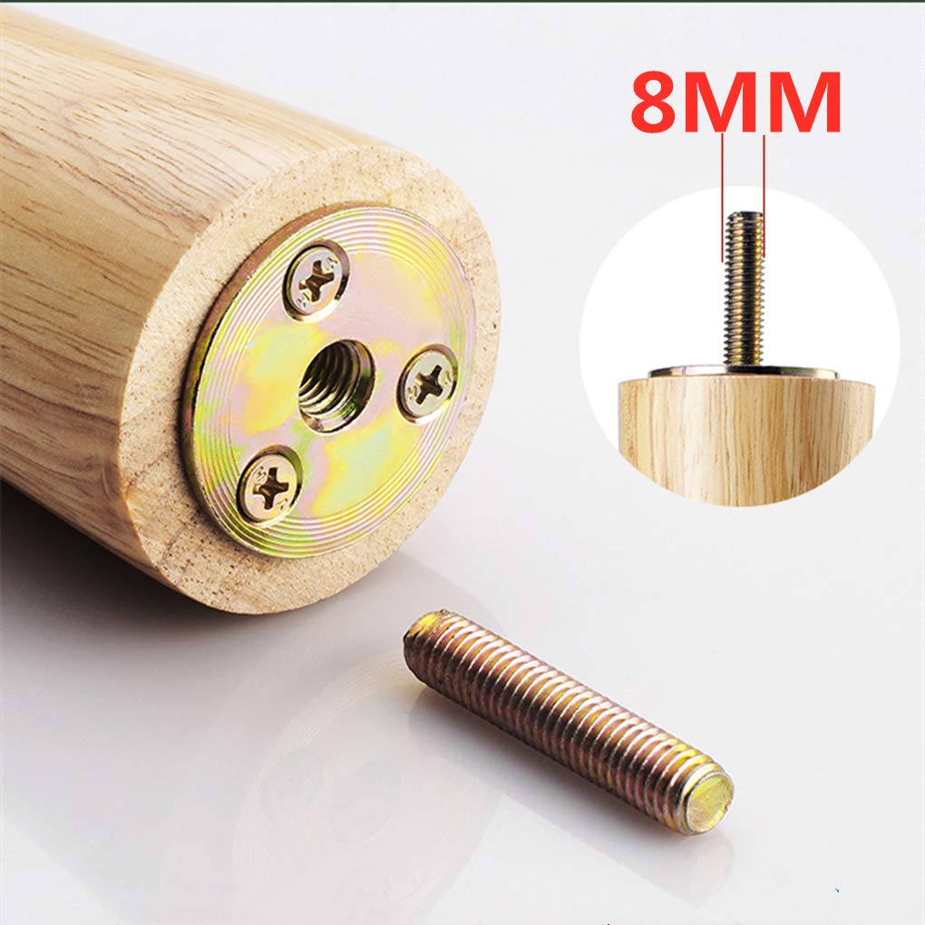 4 Gambe per Mobili in Legno Piedini per Mobili in Rovere Conico Cabinet Piedi del Divano Tavolo Letto Armadio Cabinet Armadietto Guardaroba Vite M8(40cm)