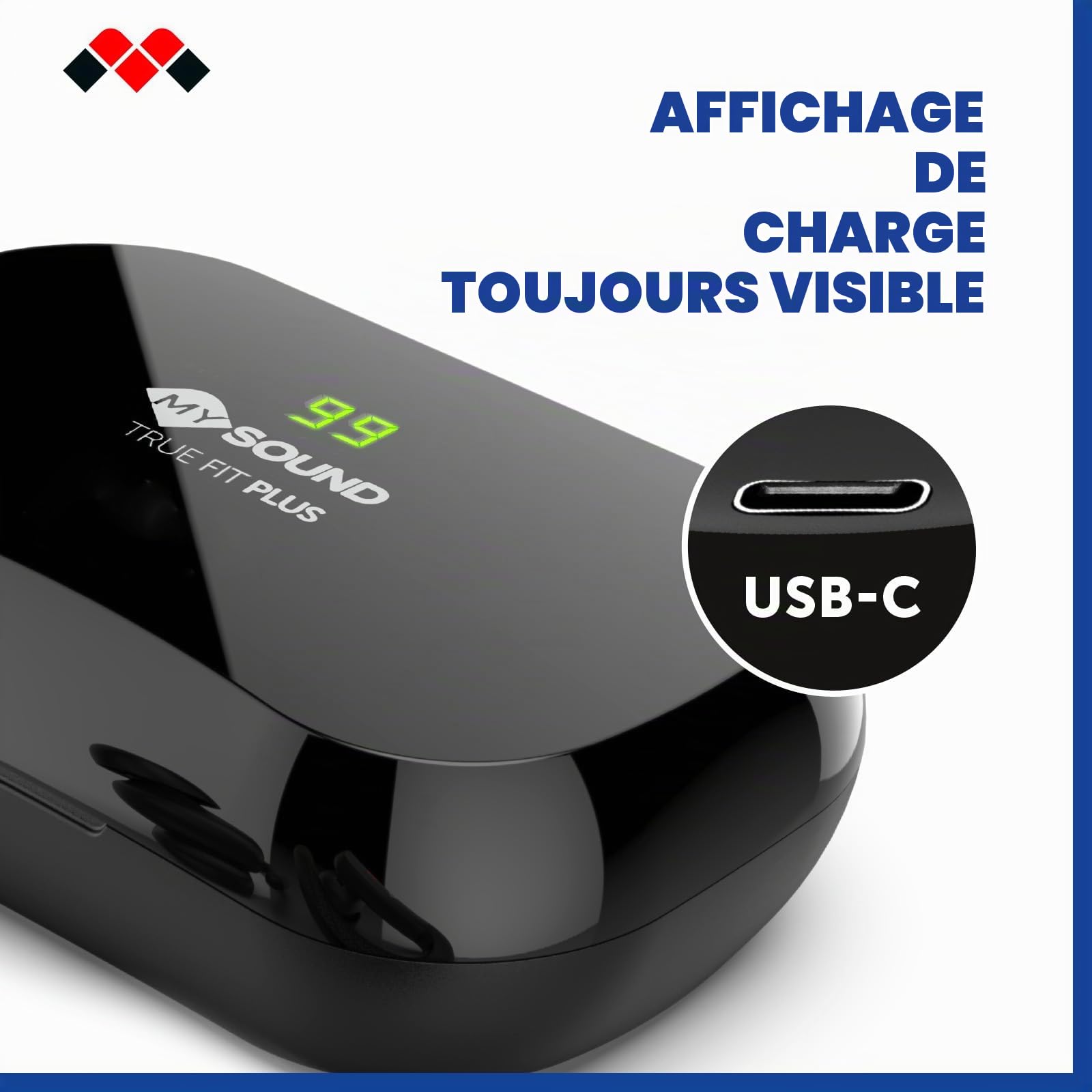 MELICONI MYSOUND True FIT Plus - Écouteurs True Wireless Bluetooth 5.3 Noir, Idéal pour Le Sport, Commande Tactile, Boîtier de Chargement avec LED, Batterie de 32 Heures