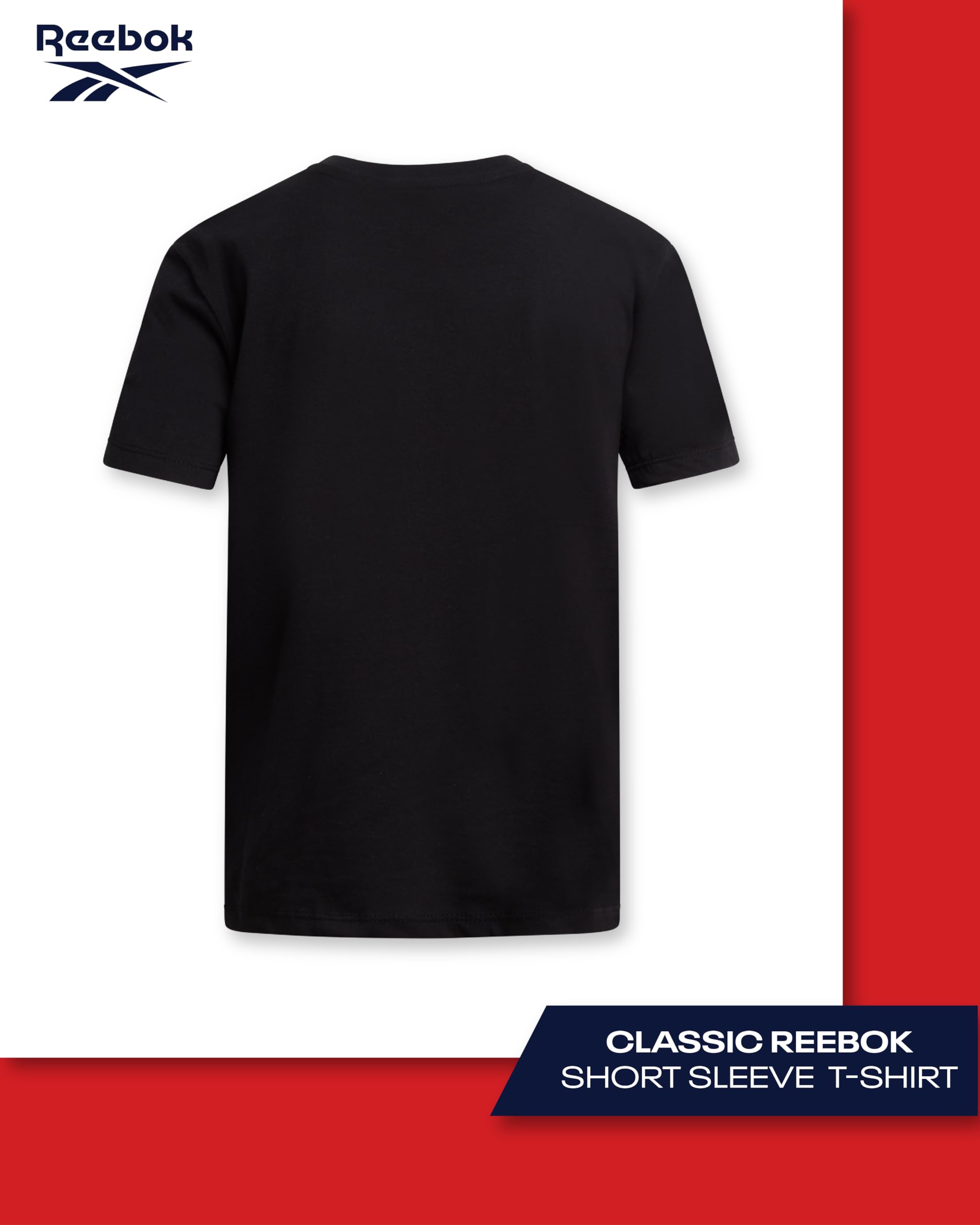 Reebok Jungen-Shirt – kurzärmeliges Baumwoll-T-Shirt für Jungen mit Logo – Sommerkleidung für Schule und Spielen (Größen 36-42)