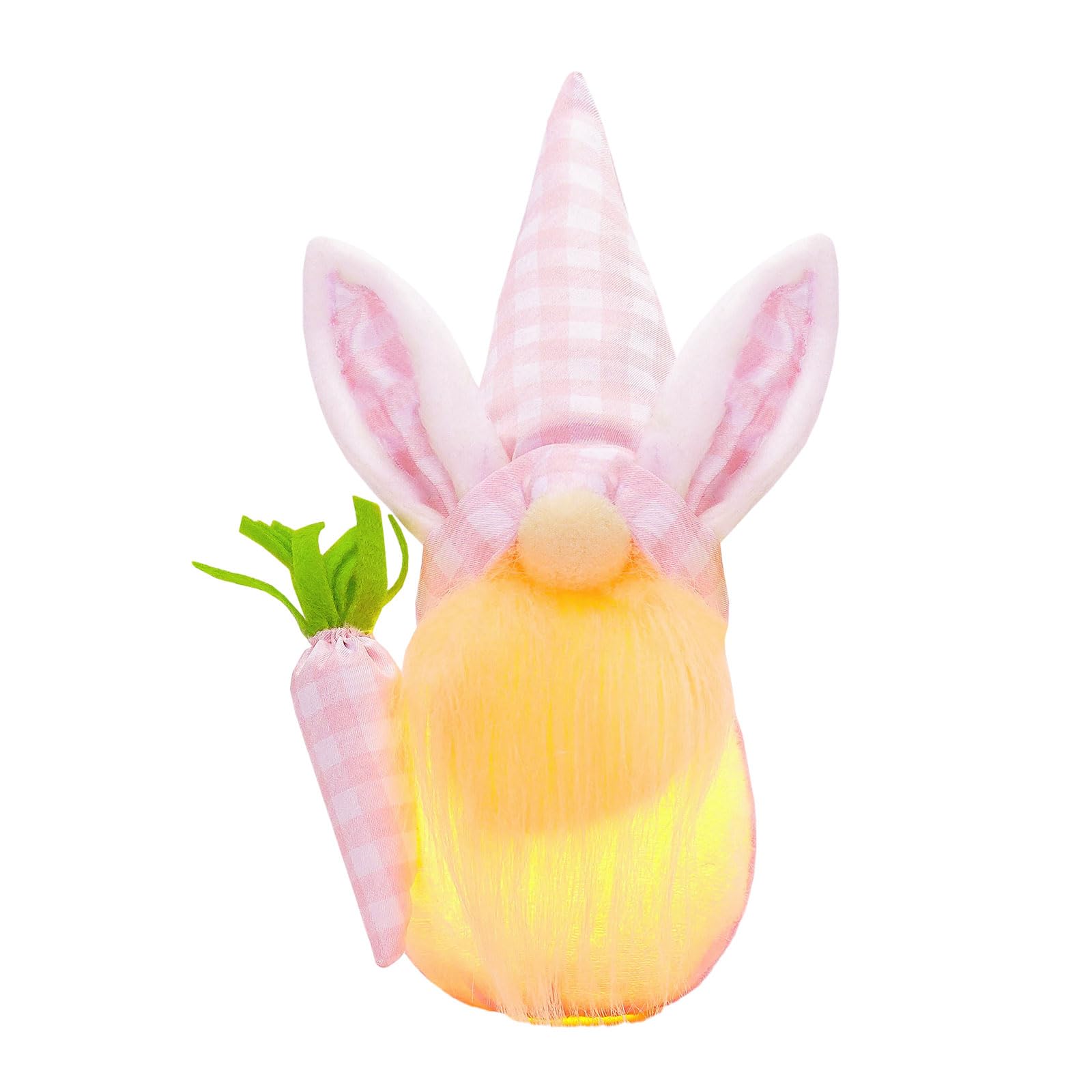 Kalttoy Lovely Easter Colorful Glowing Doll with Carrot Stylish Decorations Elves Figurine Doll Colorful Rudolph Easter Decorations