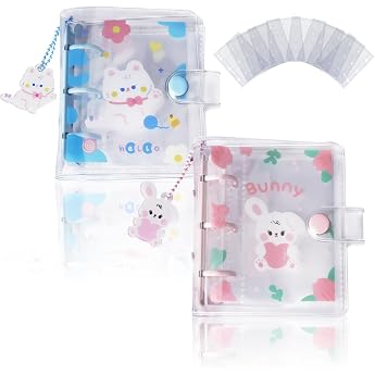 2 x Kpop Photocard Binder Photo Album with 10 x Sleeves 3 Inch Mini Cute Kpop Photo Album with Key Ring Small Photocard Holder for Collecting Picture Lomo Card 60 Pockets