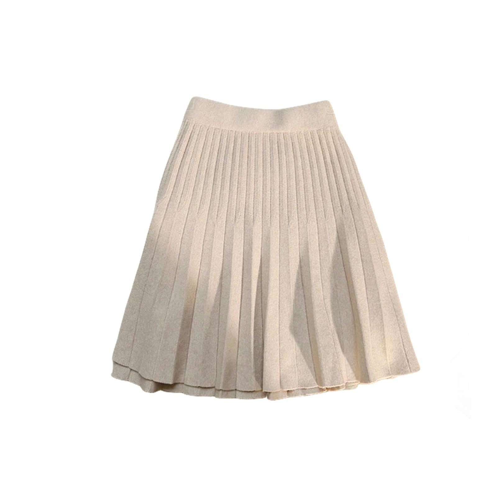 MdybF Gonna Lunga Donna Gonne Pieghettate Invernali Autunnali Inverno Femminile in Vita Alta con Gonne Ombrello Mini Gonne Corte Casual-Cachi-m