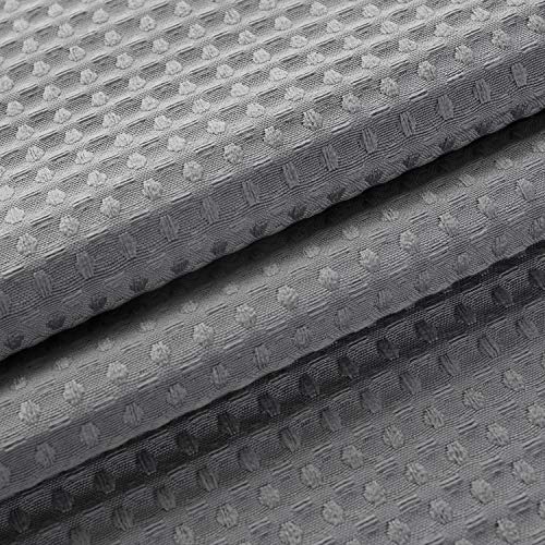 Stall Shower Curtain Fabric 48 X 72 Inch, Waffle Weave, Hotel Luxury Spa, 230 Gsm Heavy Duty, Water Repellent, Machine Washable, Gray Pique Pattern Decorative Bathroom Curtain #TOP2
