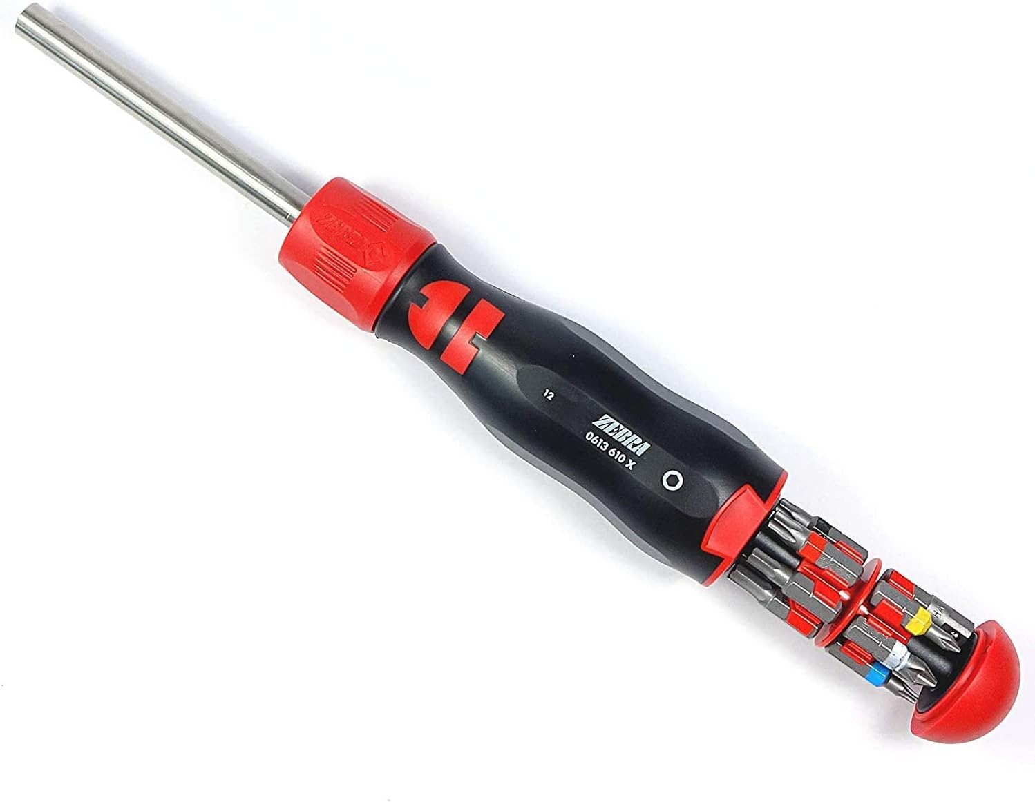Würth Ratchet Hopper Screwdriver with Practical Bit Hopper in the Handle including 12 Bits for Wood and Construction