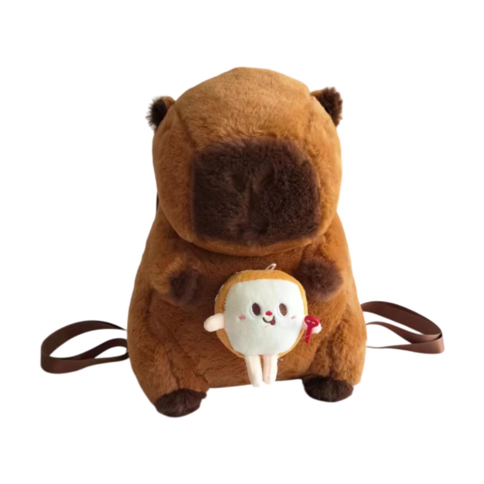 Plush Capybara Backpack 13 inch for Holiday Cute for Kids Women Shoulder Bag Holding Toast-image-26
